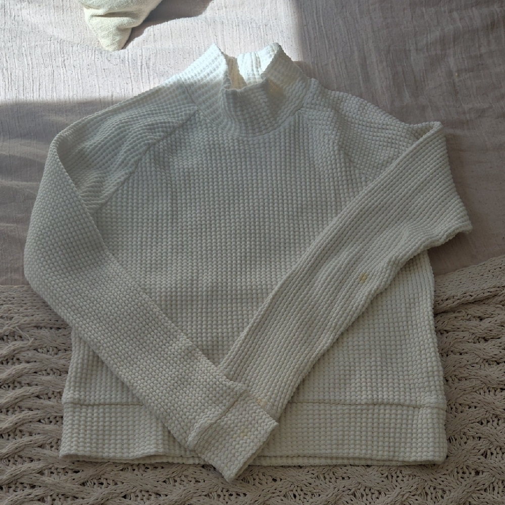 The North Face Cream Waffle-Knit Turtleneck Sweater